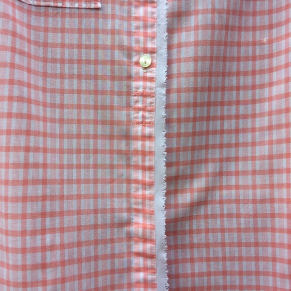 Banana Republic Gingham coral orange button down 100% cotton shirt XS - Picture 7 of 14